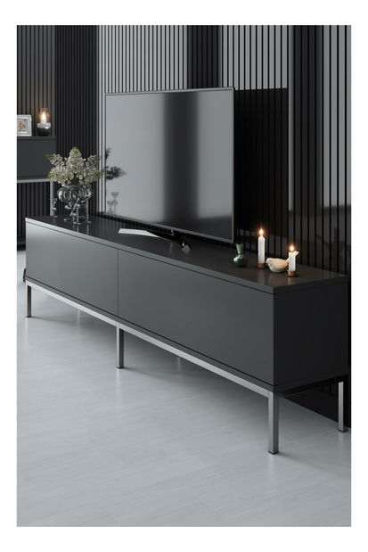 TV stolek/skříňka Vibubi 2 (antracit + stříbrná)