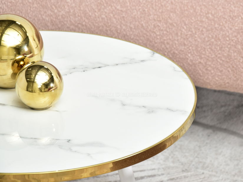 Konferenční stolek Zoya Xl (bílý mramor + zlatá)
