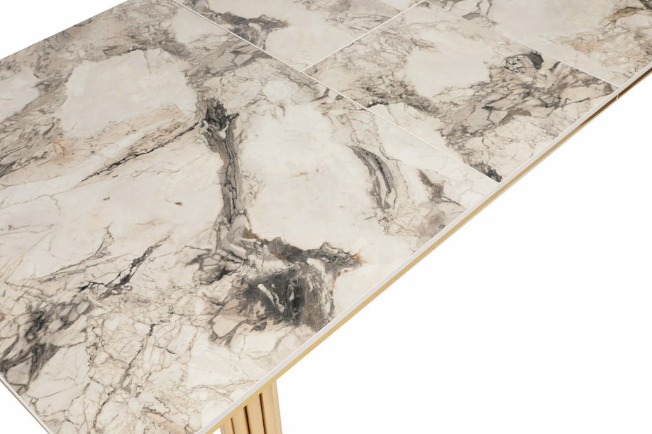 Rozkládací jídelní stůl (pro 6 osob) Diana (Zlatá + Bílá) *bazar