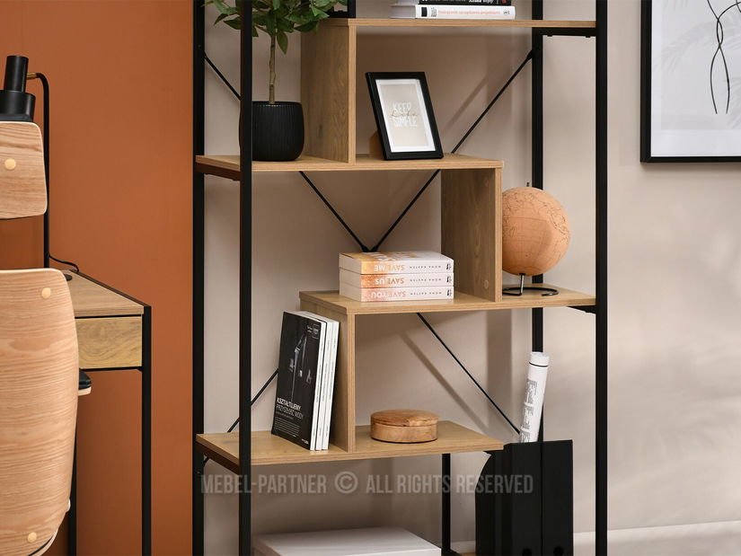 Regál Harp B (dub + černá)