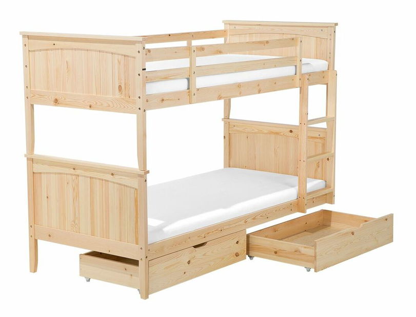 Patrová postel 90 cm Alf (světlé dřevo) (s roštem a úložným prostorem)