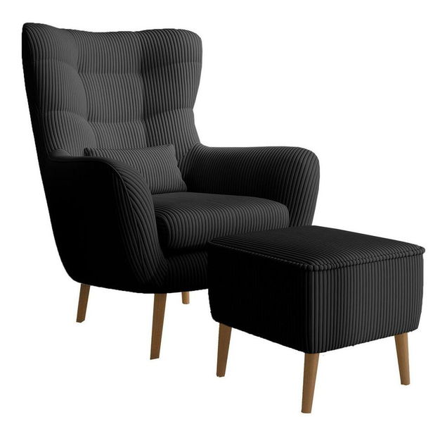 Křeslo s podnožkou Veneza VZ2 (černá + buk)