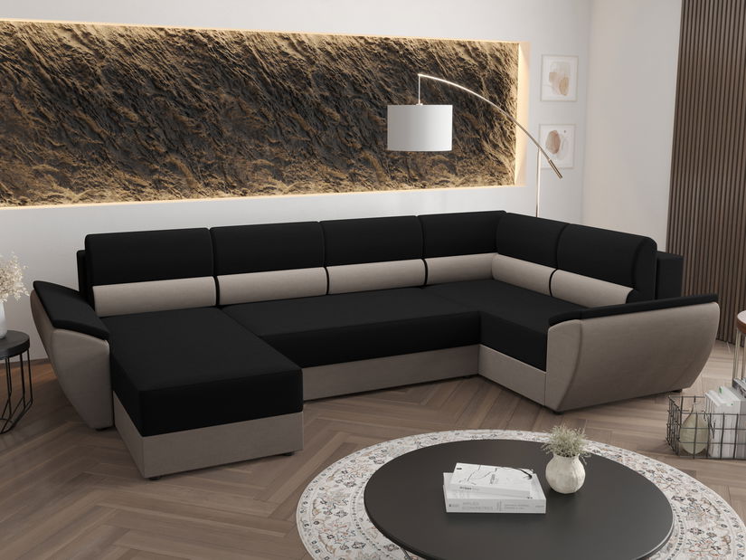 Rohová sedačka ve tvaru U Radiant Long (černá + šedá) (P)