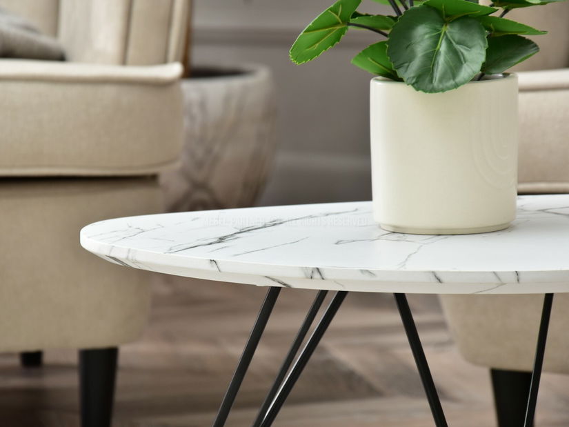 Konferenční stolek Rave S (bílý mramor + černá)