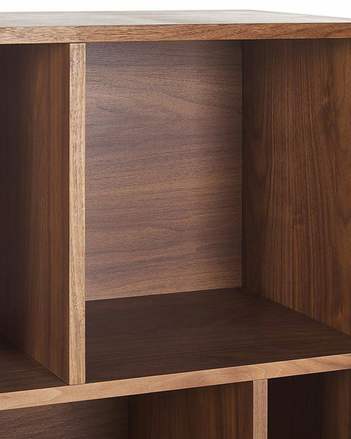 Regál RIMEN (tmavé dřevo + šedá)