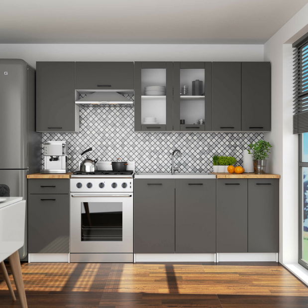 Horní kuchyňská vitrína Organo 720 (bílá + grafit)