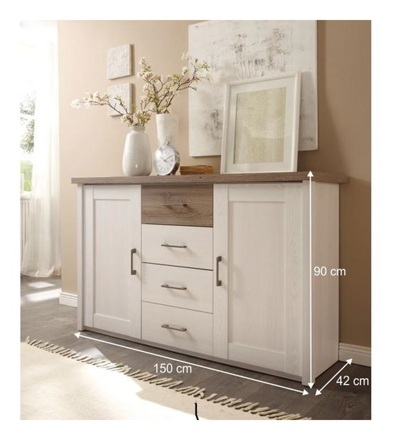 Komoda Dawa (bílá + dub sonoma) *výprodej