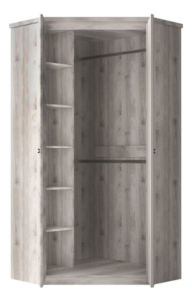 Rohová šatní skříň Japon (kaštan nairobi)