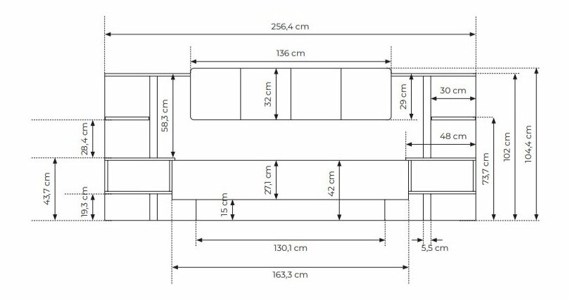 Manželská postel 160 cm s nočními stolky Danton K (s úložným prostorem) (bez matrace a roštu) (béžová)