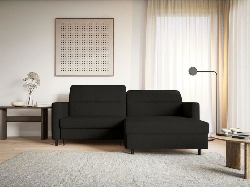 Rohová sedací souprava Buchu (P) (černá + černá)