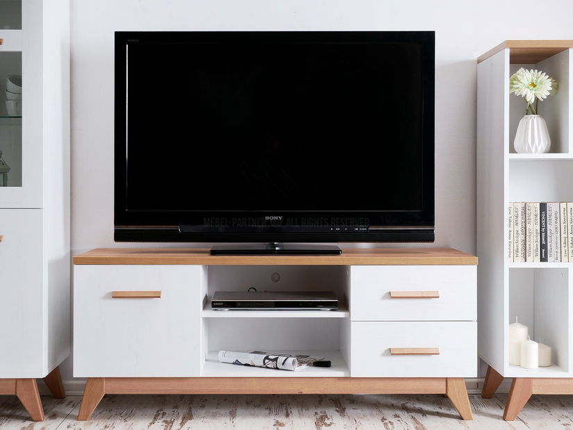 Obývací stěna Bajas 04 (bílá + dub)