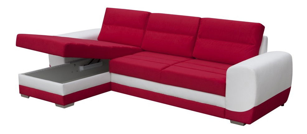 Rohová sedací souprava Kalan (červená + bílá) (L)