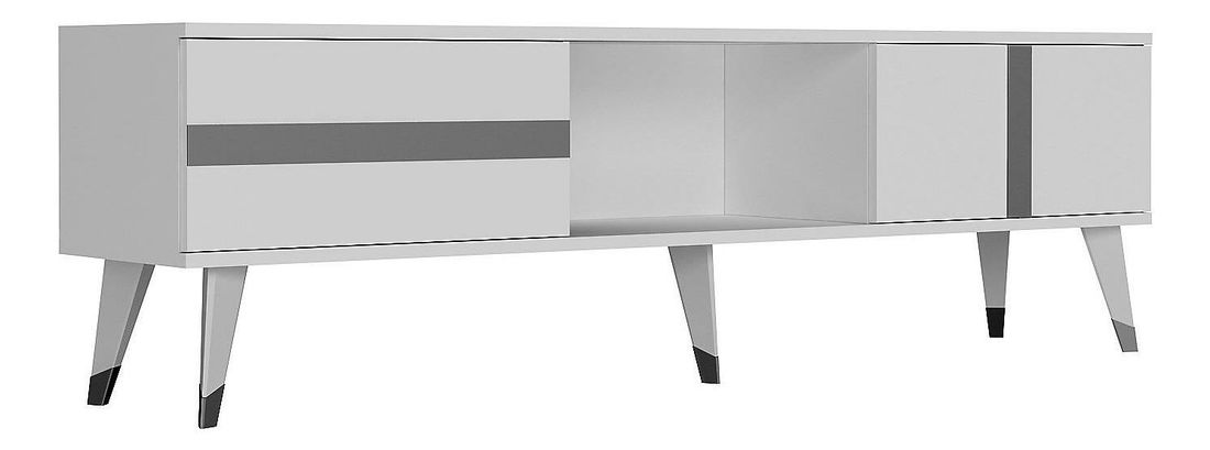 TV stolek/skříňka Vekika 2 (bílá + stříbrná)