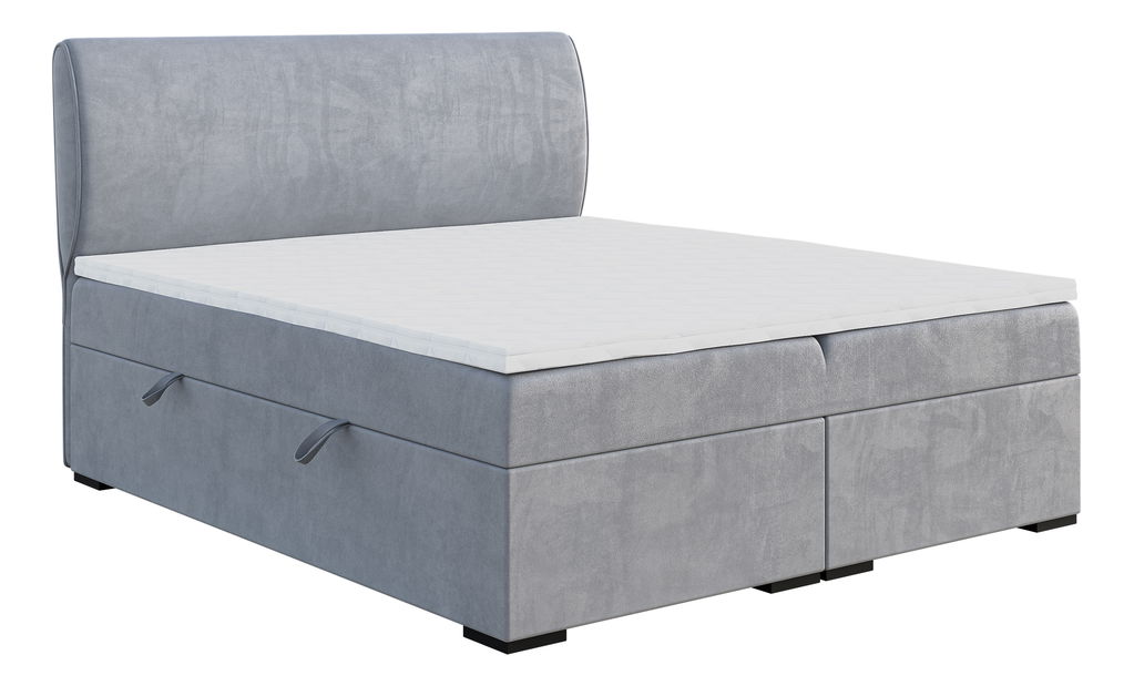 Jednolůžková boxspring postel 120 cm Simoon (světle šedá) (s matrací a úl. prostorem)