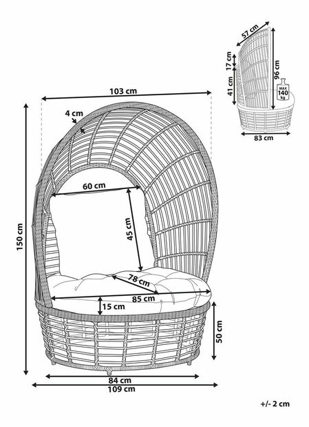 Zahradní křeslo Lance (přírodní)