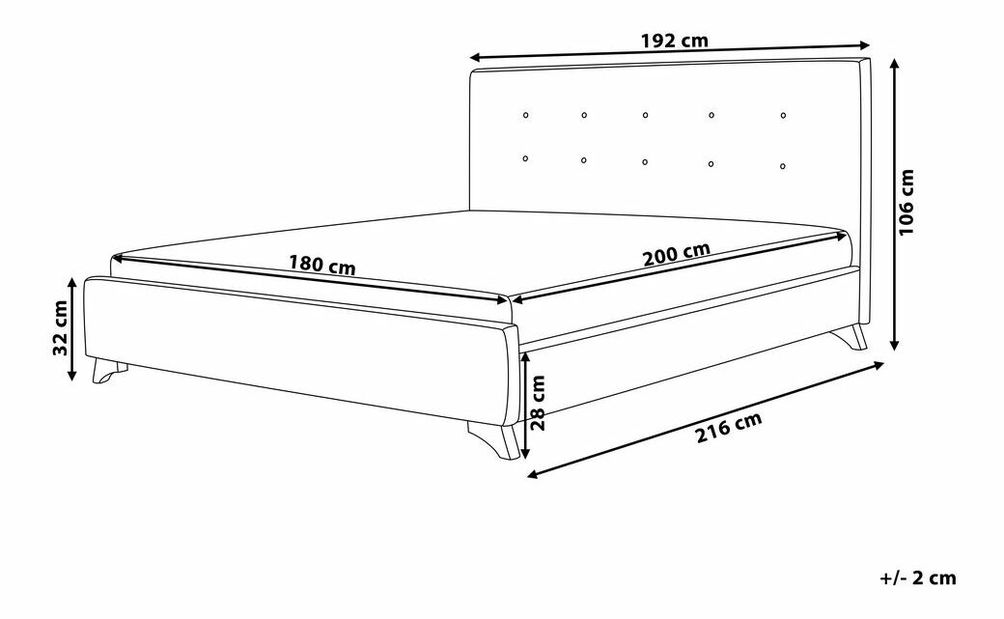 Manželská postel 180 cm AMBRE (s roštem) (béžová)