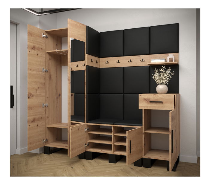 Předsíňová sestava Amanda 13 (dub artisan + černá)