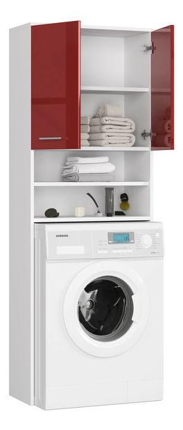 Skříňka na pračku Farid TYP5 (bílá + červený lesk)