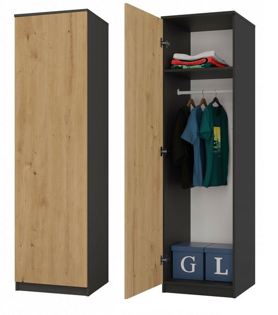 Šatní skříň Musecalo 2 (antracit + dub artisan)