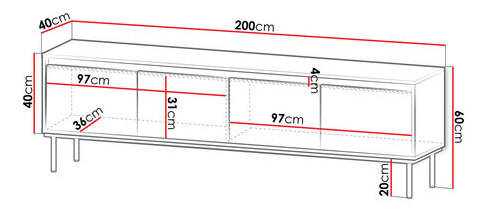 TV skříňka Gelean 4D (černá + zlatá)