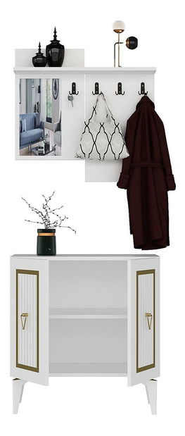 Předsíňová sestava Tideno (bílá + zlatá) *bazar