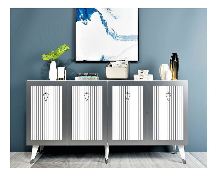 Skříňka Vopula (bílá + stříbrná)