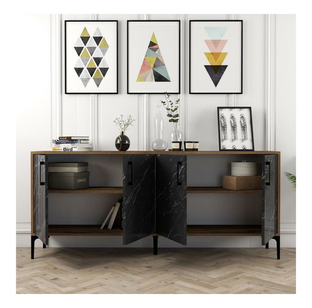 Skříňka Kim 180 (ořech + černá)