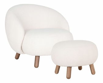 Křeslo s taburetkou Siateriaina 2 (bílá)