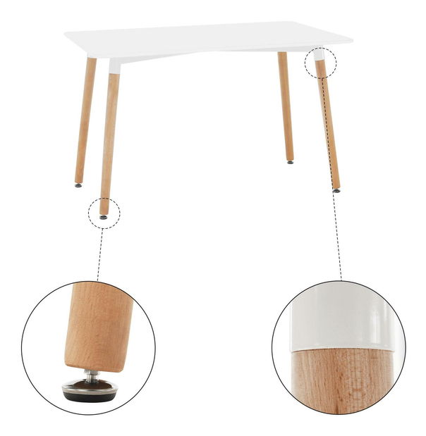 Jídelní stůl Dirrax 5 (bílá matná + buk) (pro 2 osoby)