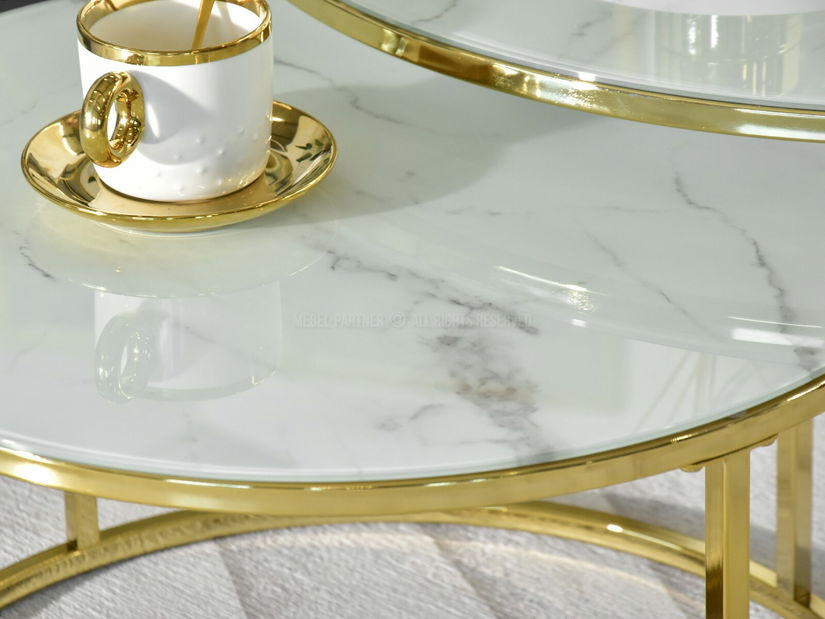 Konferenční stolek Grande (bílý mramor + zlatá)