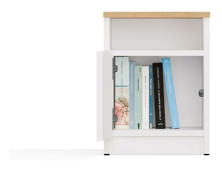 Noční stolek Gustaban 2 (bílá + dub artisan)