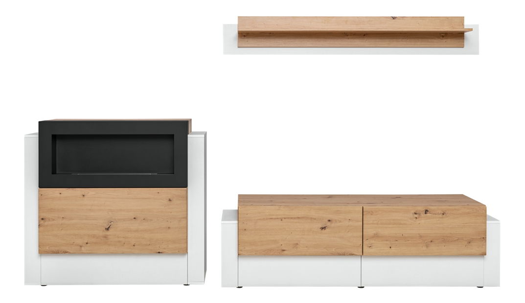 Obývací stěna Garnet 20 ASW QN (bílá + dub)