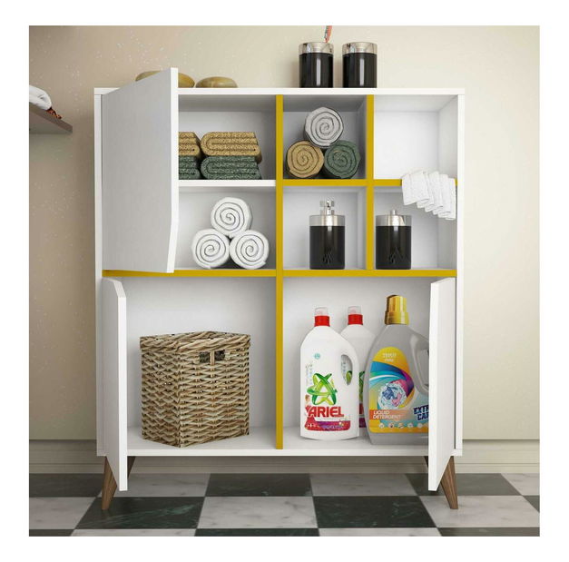 Skříňka Phoebe (bílá + žlutá)