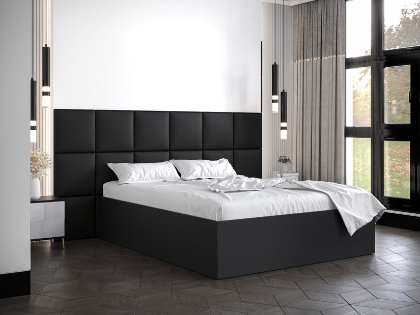 Manželská postel s čalouněným čelem 160 cm Brittany 4 (černá matná + černá) (s roštem)