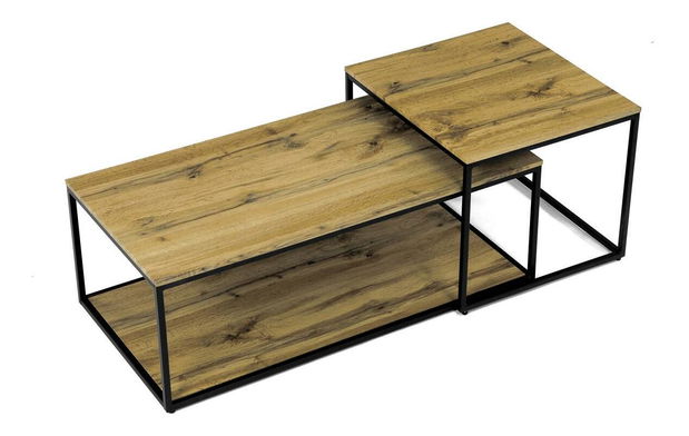 Set 2 konferenčních stolků Crearse (dub divoký)