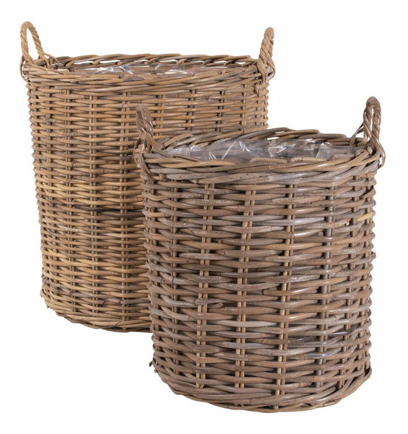 Set 2 ks proutěných květináčů Ivelina (hnědá)