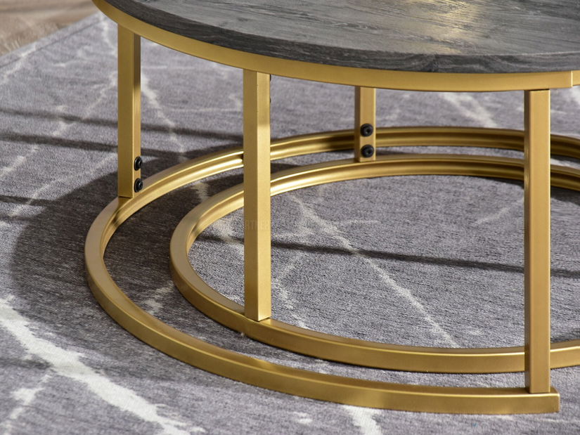 Konferenční stolek Kolja Zest Xl (šedá + zlatá)