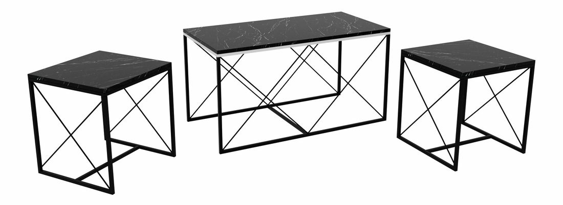Set 3 konferenčních stolků Defenella (Černá)