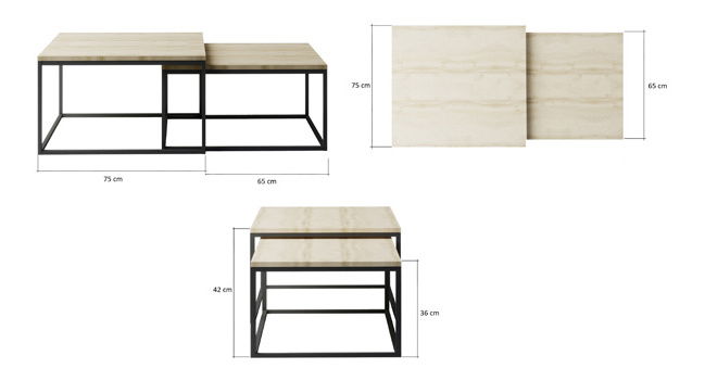 Set 2 ks. konferenčních stolků Cer (dub sonoma)