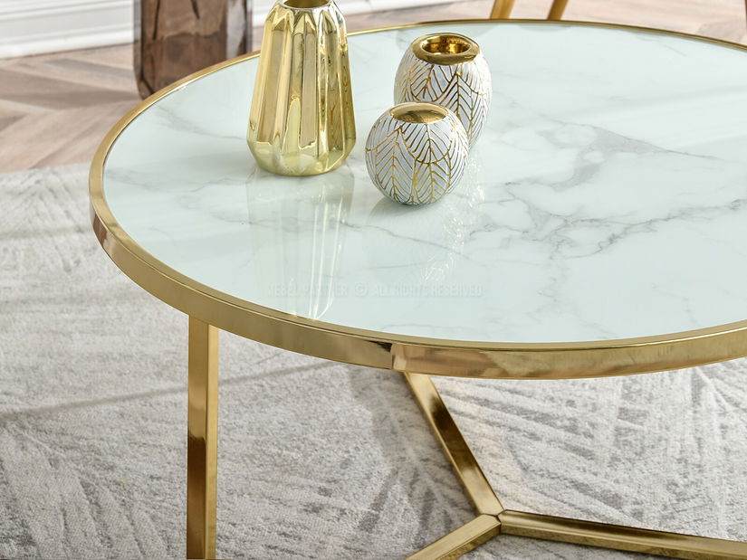 Konferenční stolek Natol (bílá + zlatá)