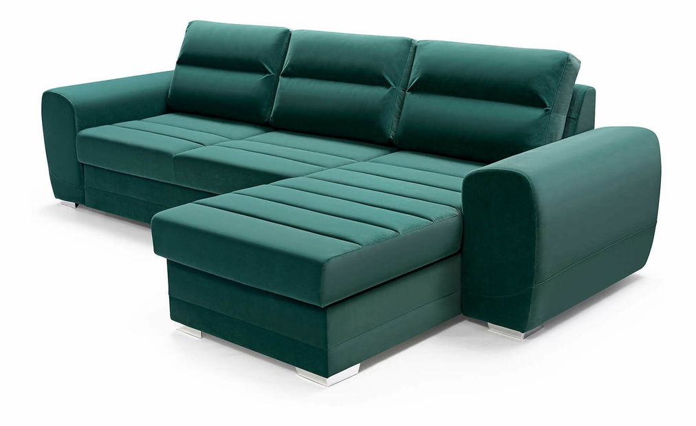 Rohová sedací souprava Kiara (tmavě zelená) (L)