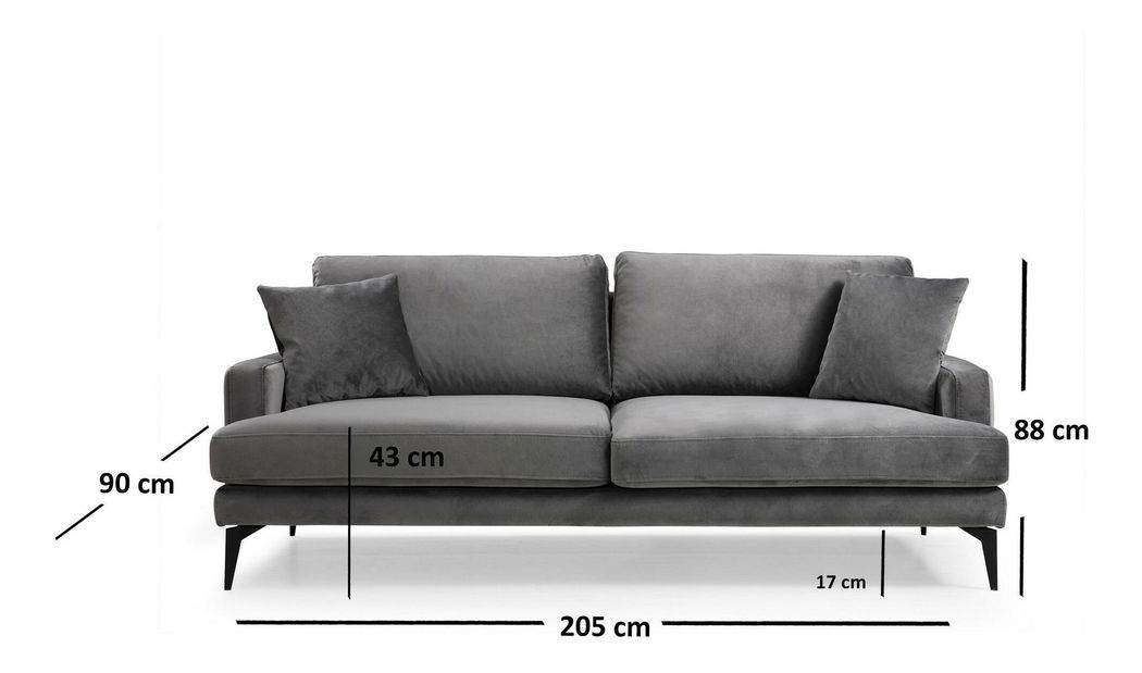 Pohovka trojsedačka Papirolla (šedá + černá)