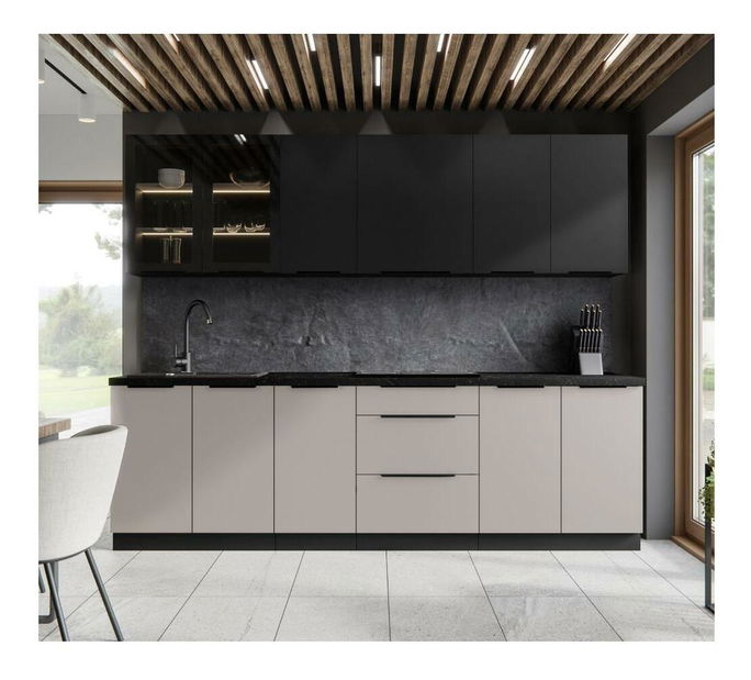 Horní kuchyňská skříňka Arikona 80 G 72 2F (kašmír + černá)