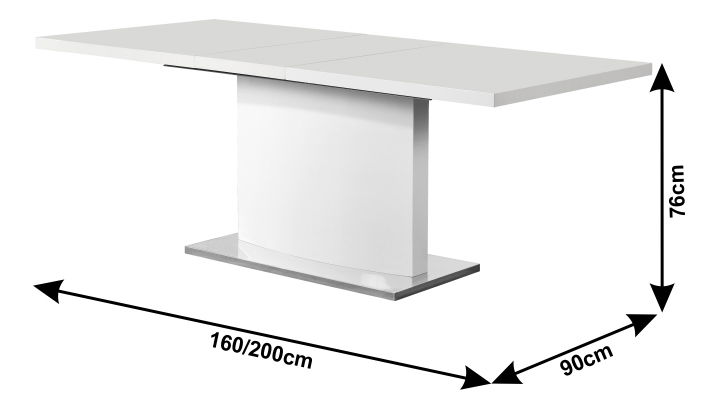 Rozkládací jídelní stůl Korti (lesk bílý) *výprodej