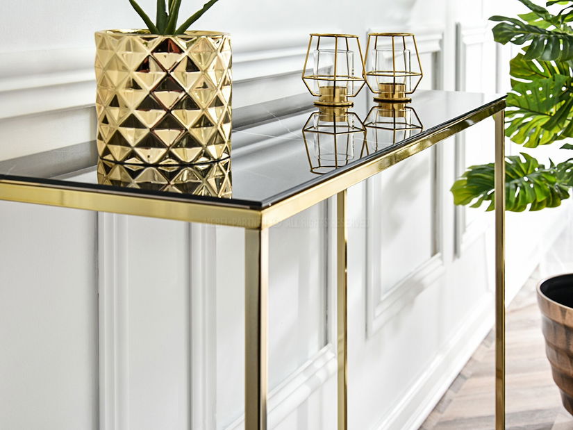 Konzolový stolek Bella Kons (černá + zlatá)