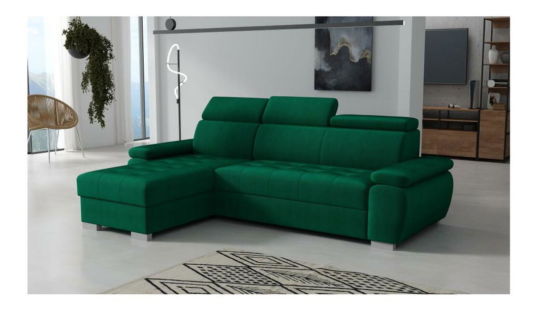Rohová sedací souprava Sivaro (zelená) (L)