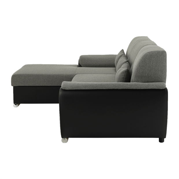 Rohová sedací souprava Emma malá (černá + šedá) (L)