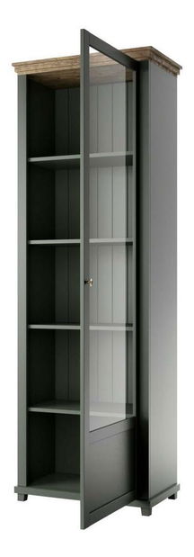 Vitrína Elvina Typ 06 (tmavě zelená + dub lefkas) (P)