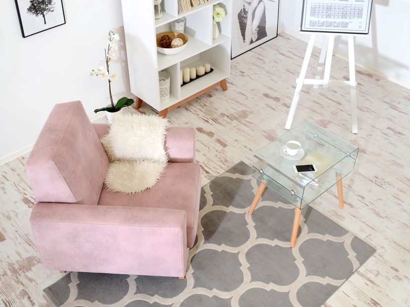 Relaxační křeslo Kadim (růžová + buk)