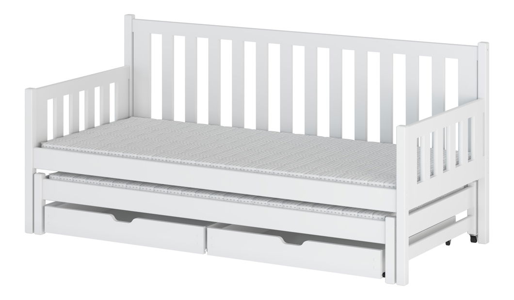 Dětská postel 90 cm SUZI (s roštem a úl. prostorem) (bílá)